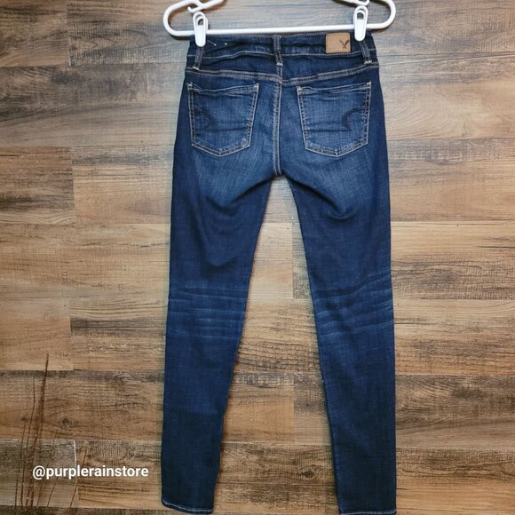 American Eagle Jeans Size 0 R Jegging Low Rise Medium Dark Wash Stretch Denim - Picture 2 of 13